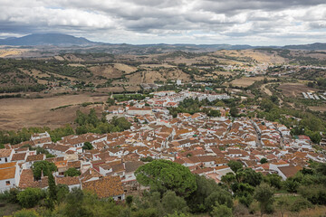 Fototapeta na wymiar Aerial view of Jimena de la Frontera seen from the castle above the village
