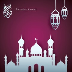 Fototapeta na wymiar Ramadan Kareem Arabic Calligraphy greeting card vector illustration with ornament background .Translation: 