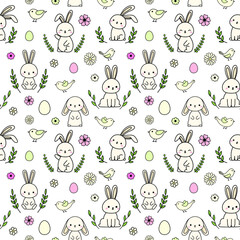 Cute easter pattern, spring vector seamless pattern