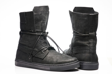High black leather boots