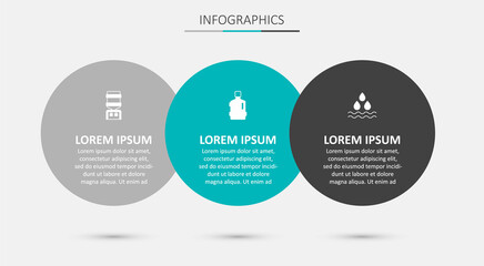 Set Big bottle with clean water, Water cooler and drop. Business infographic template. Vector