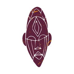 Hand drawn african tribal mask. Vector illustration in doodle style. Isolated on white.