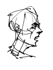 Constructive sketch for a portrait of an adult male. Vector illustration