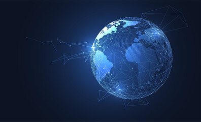 Global network connection. World map point and line composition concept of global business. Vector Illustration