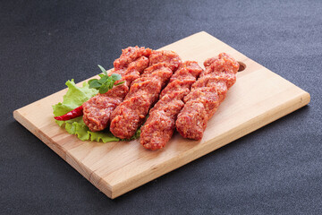 Raw beef kebab minced meat