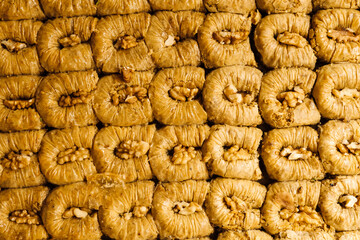 Sweet Turkish Delights. Oriental sweets. Middle East market. Turkish bazaar. Sweets close-up