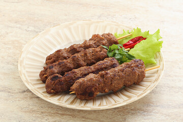 Beef kebab skewer minced meat