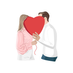 Girl and boy with heart-shaped balloon