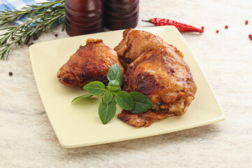 Roasted chicken leg with spicy sauce