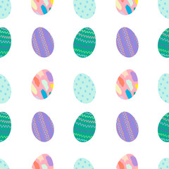 set of easter eggs. Easter eggs on a white background. Colorful Easter egg pattern. Seamless pattern of Easter eggs. Patterns for decoration. Hand drawn vector.