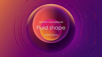Round fluid gradient shapes composition on vibrant liquid color background. Futuristic design