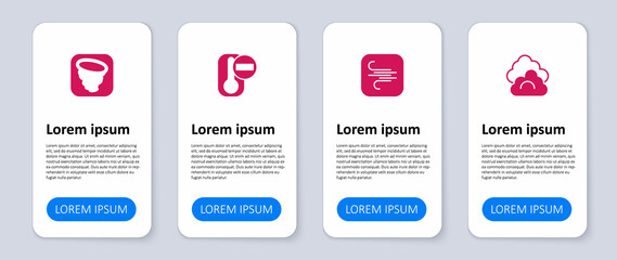 Set Cloud, Wind, Thermometer and Tornado. Business infographic template. Vector