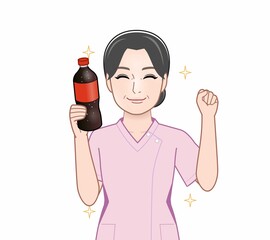 コーラを持った女性