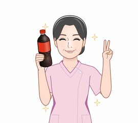 コーラを持った女性