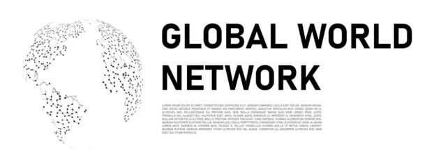 Connection to the global social network. Abstract futuristic map of the planet Earth on a white background. Science and technology. Vector illustration.