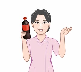 コーラを持った女性