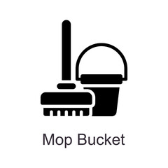 Mop Bucket vector Solid Icon Design illustration. Home Improvements Symbol on White background EPS 10 File