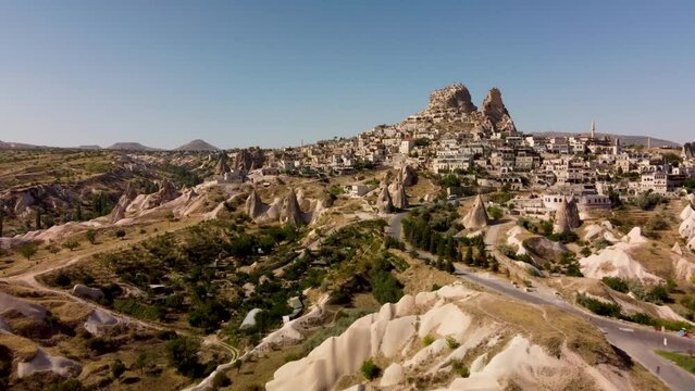Aerial shot revealin uchisar castle