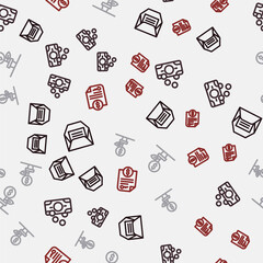 Set line Envelope, Stacks paper money cash, Dollar plant and Contract on seamless pattern. Vector