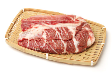 raw beef on white background