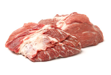 raw beef on white background