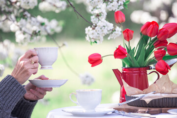 breakfast in the spring garden