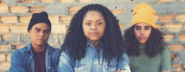 Corpulent african american woman with multi ethnic friends