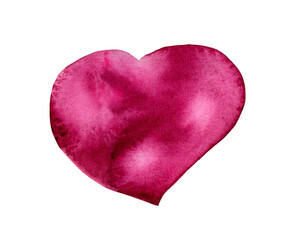 Set of watercolor hearts in purple colors. Hand drawn valentines heart, viplet, blue, pink and ultraviolet color.