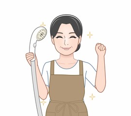 シャワーを持った女性