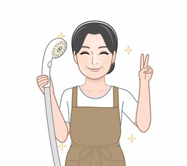 シャワーを持った女性