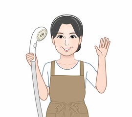 シャワーを持った女性