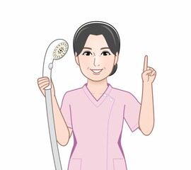 シャワーを持った女性