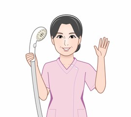 シャワーを持った女性