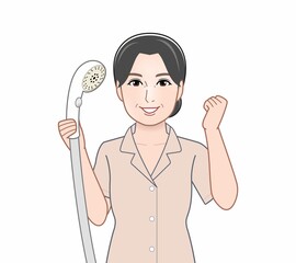シャワーを持った女性