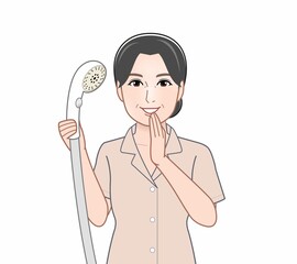 シャワーを持った女性