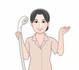 シャワーを持った女性