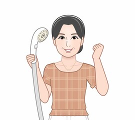シャワーを持った女性