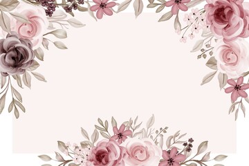 Luxury Brown and Maroon Rose Flower Watercolor Background