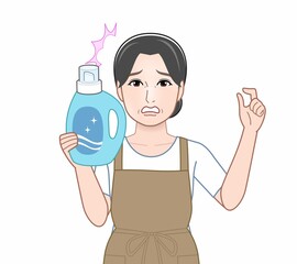 洗濯洗剤を持った女性