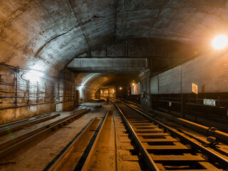 subway, tunnel, rails