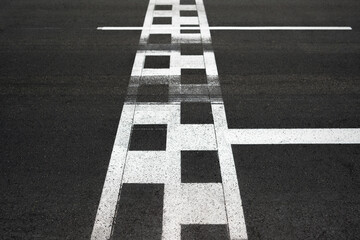 Start and Finish race line asphalt Monaco Grand Prix circuit