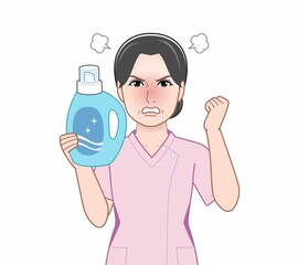 洗濯洗剤を持った女性