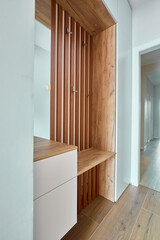 Stylish hallway interior with a shoe storage