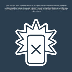 Blue line Red card football icon isolated on blue background. Referee card. Vector