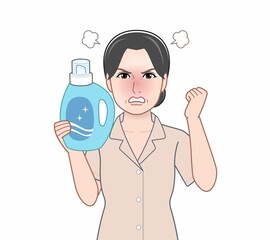 洗濯洗剤を持った女性