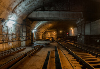 subway, tunnel, rails