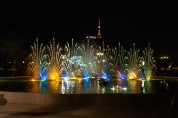 Obraz premium Tbilisi dancing fountain at night