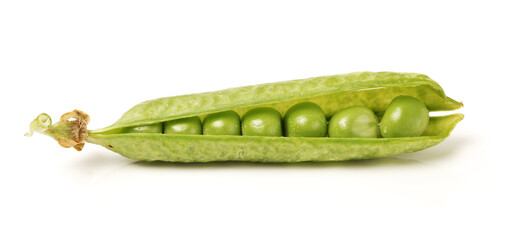 Fresh peas isolated on white background 