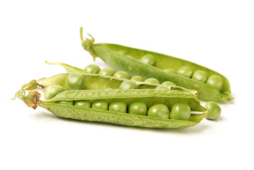 Fresh peas isolated on white background 
