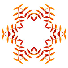 Kaleidoscope repeating pattern with rotational symmetry, watercolor floral elements 
